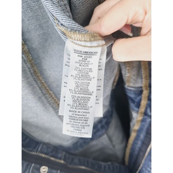 Good American Fit For Success Denim Short Sleeves Cargo Cotton Jumpsuit 1 Small - Picture 13 of 13